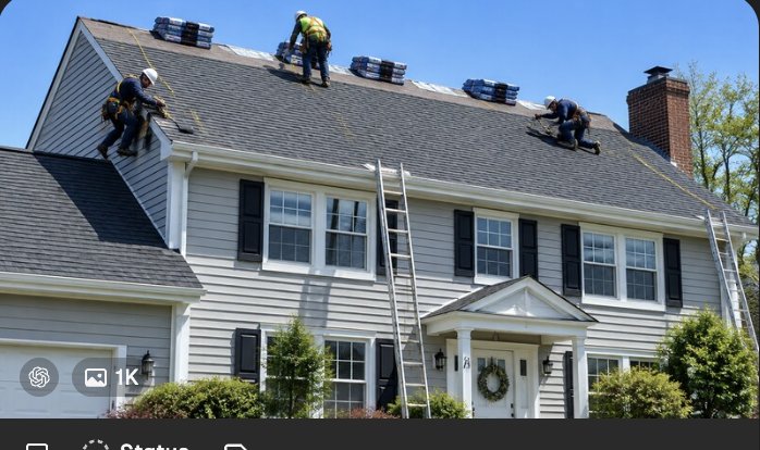 Nassau Roofing and Remodeling crew installing a new roof on a Long Island home