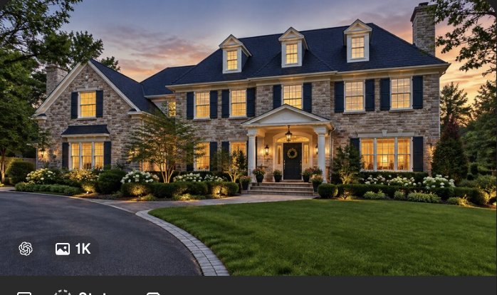 Nassau County colonial-style home at dusk with warm glowing windows